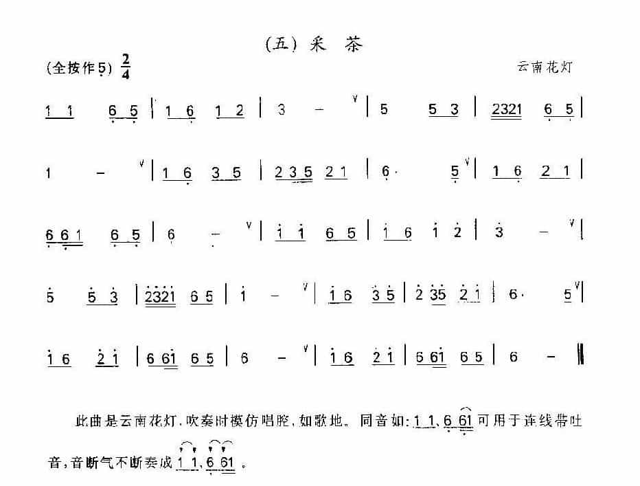竹笛练习曲《采茶》云南花灯