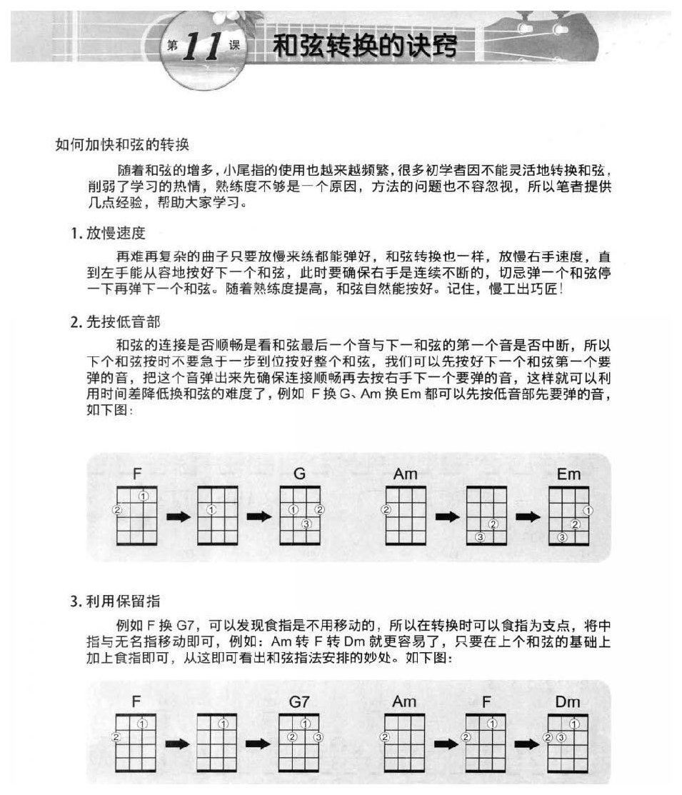 尤克里里和弦转换的诀窍