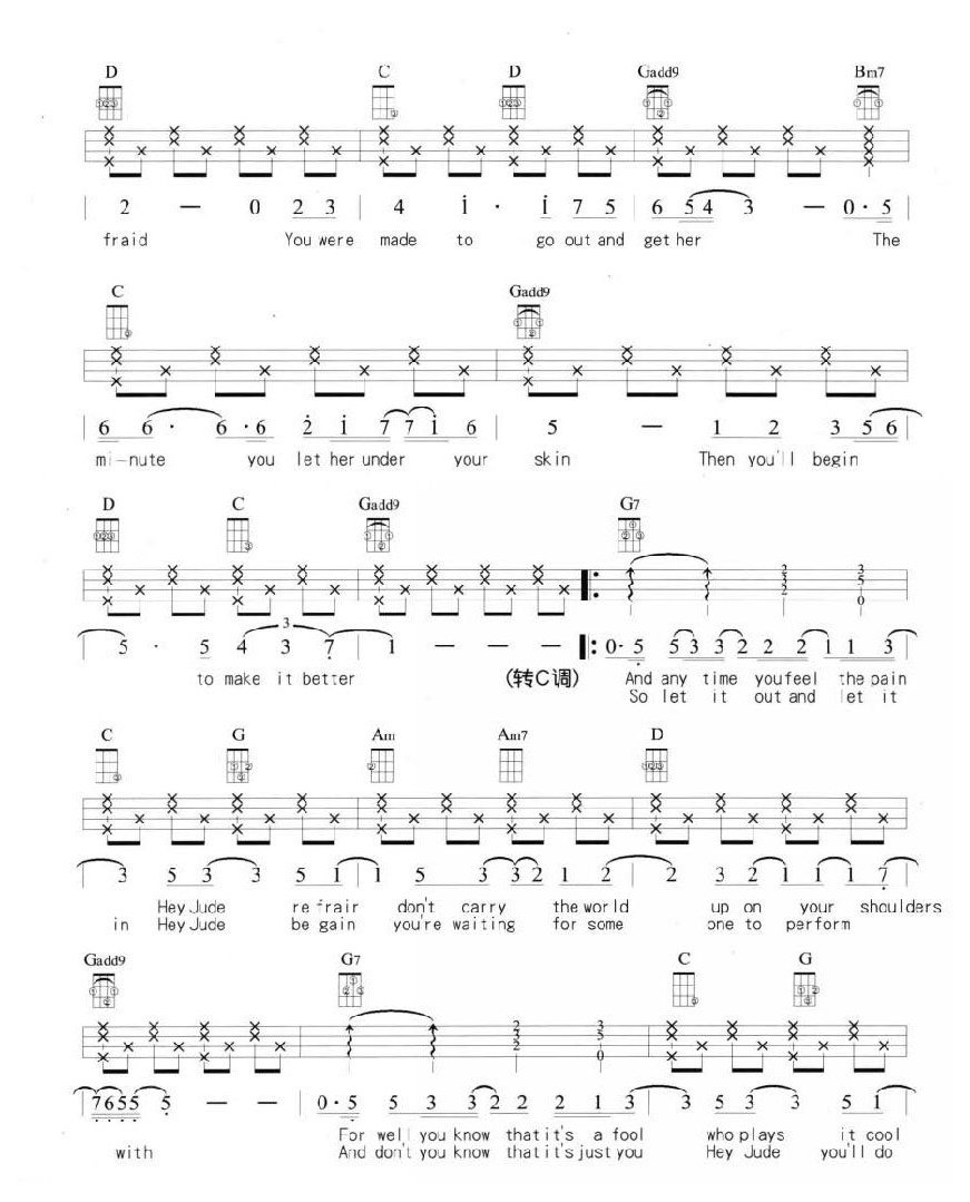 尤克里里练习乐曲《Hey、Jude》Vamp即兴伴奏