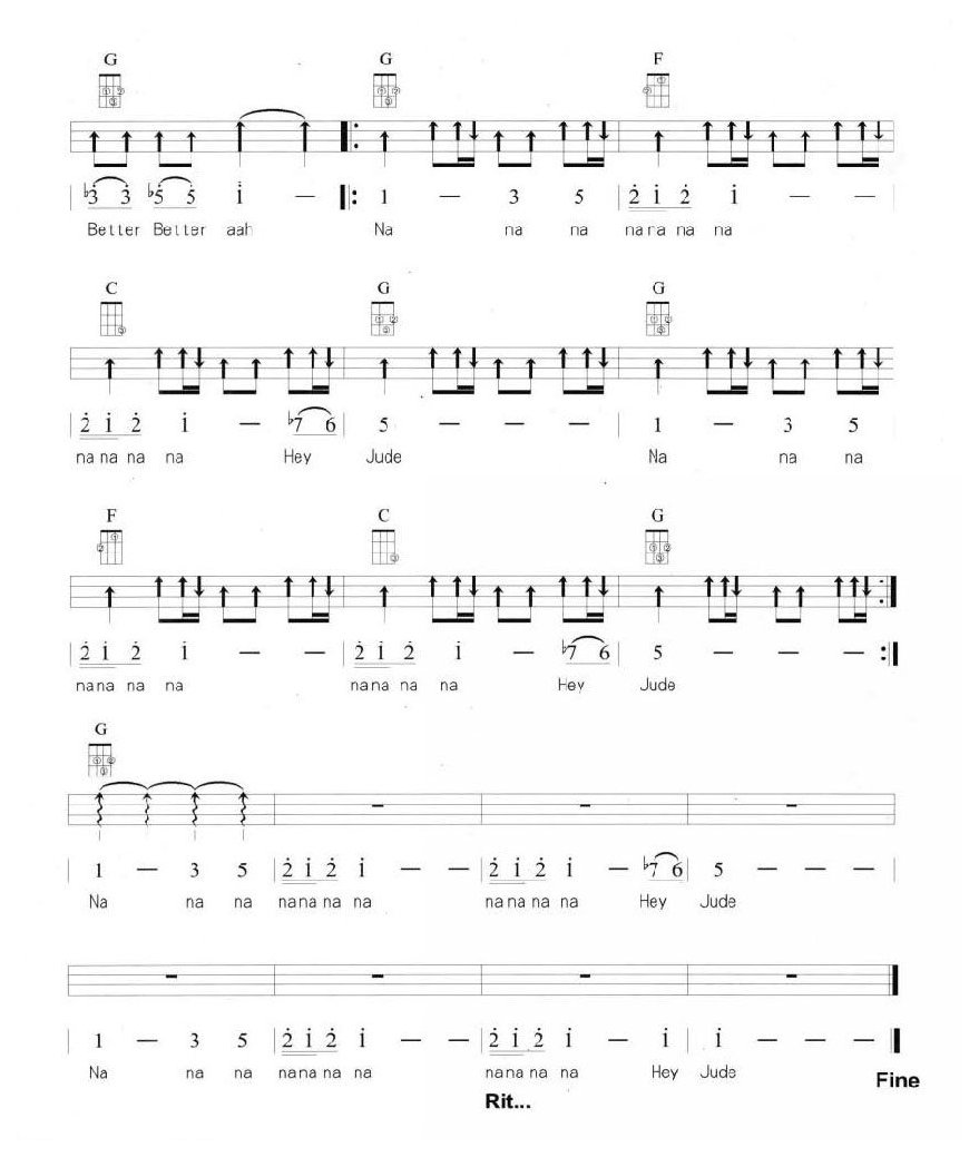 尤克里里练习乐曲《Hey、Jude》Vamp即兴伴奏