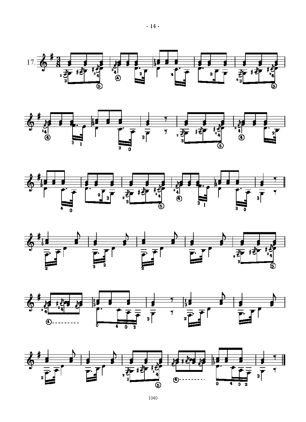 阿瓜多吉他练习曲《Cords with three notes》