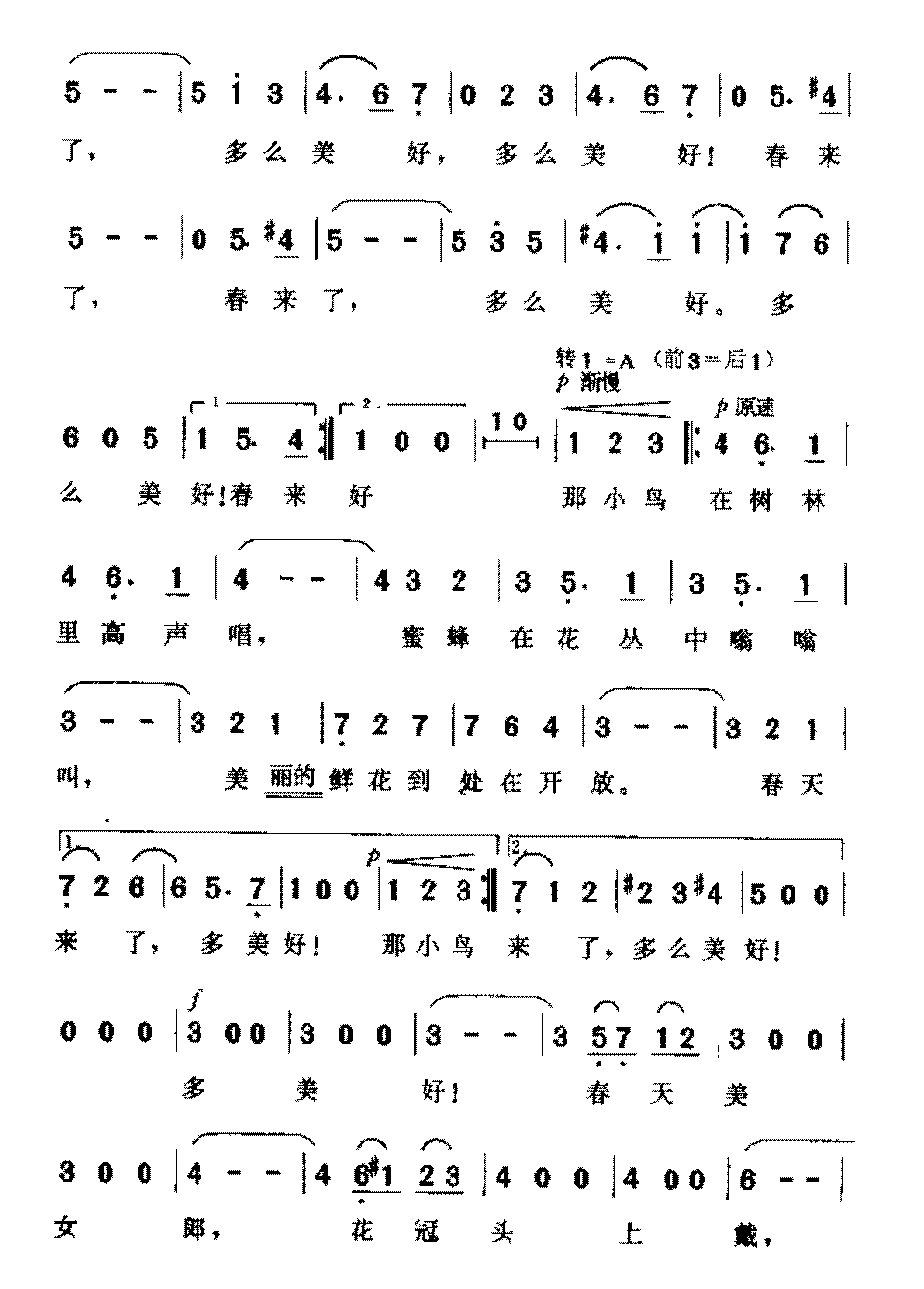 奥地利歌曲《蓝色的多瑙河》简谱