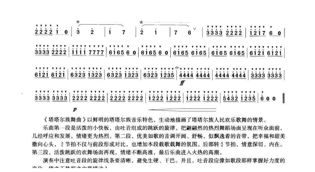 笛子考级练习曲《塔塔尔族舞曲&李崇望曲》竹笛五级乐曲谱