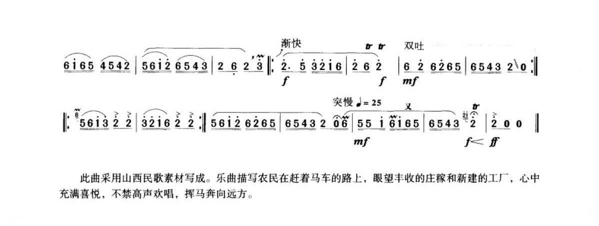 笛子考级练习曲《赶路&王铁锤编曲》竹笛五级乐曲谱