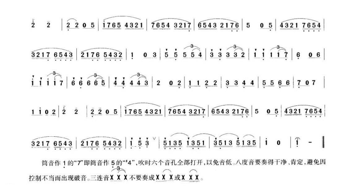 笛子考级练习曲《音阶与八度练习&曲祥、曲广义曲》竹笛六级乐曲谱