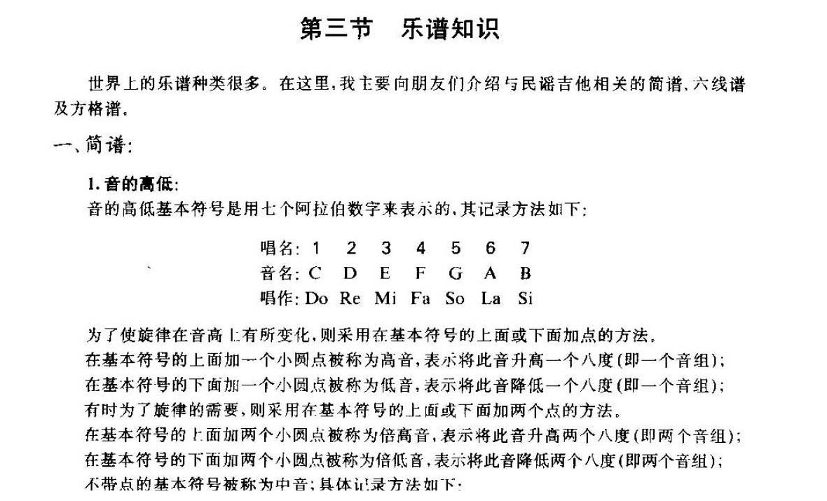 从零起步学吉他《简谱》乐谱知识