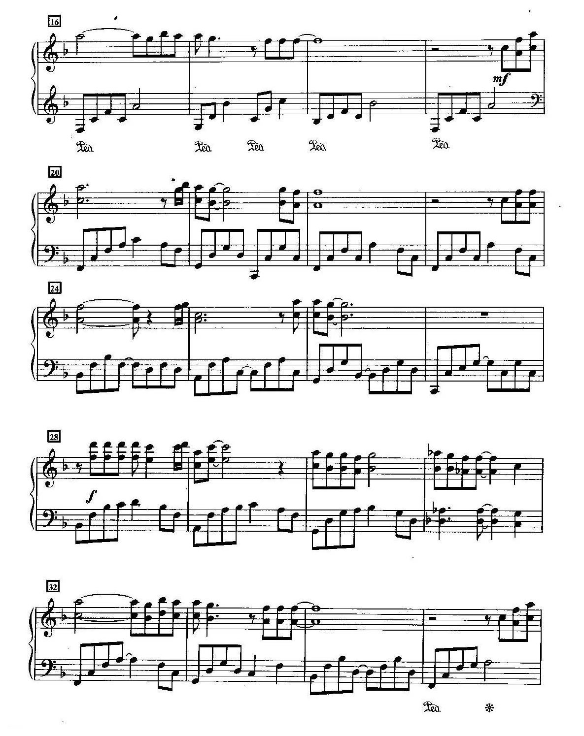 王菲经典歌曲钢琴曲《天空》作词／黄桂兰  作曲／杨明煌