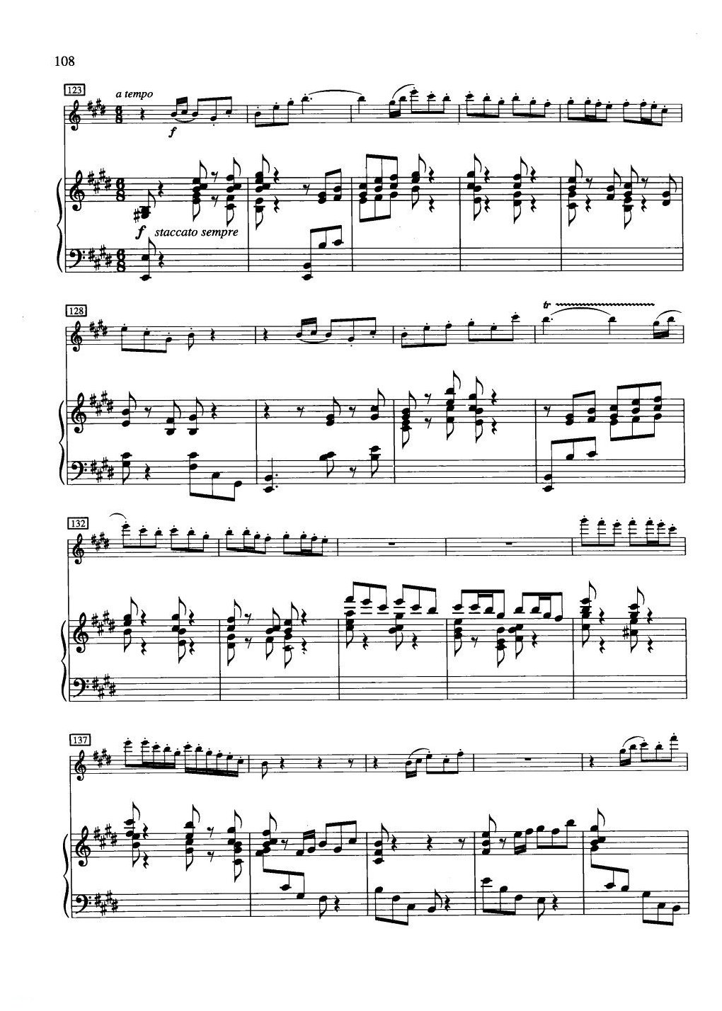 中国长笛曲《谐谑曲 Scherzo》钢琴伴奏谱长笛分谱