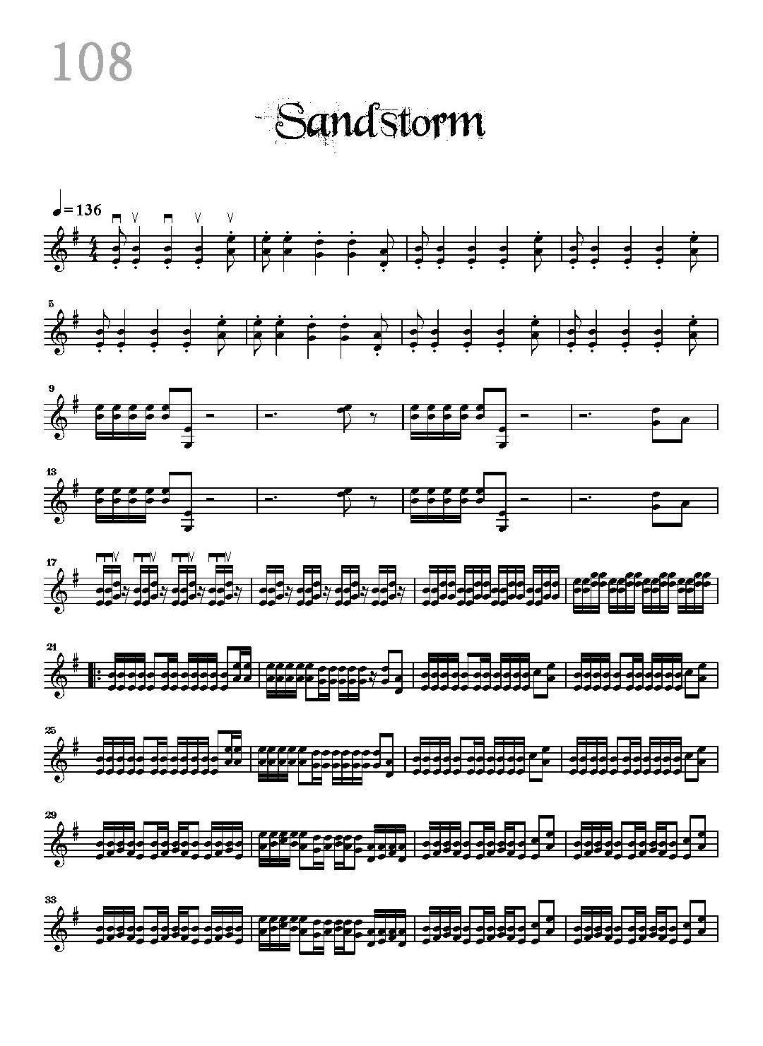 小提琴独奏乐曲谱《Sandstorm/Music》戴维嘉雷特