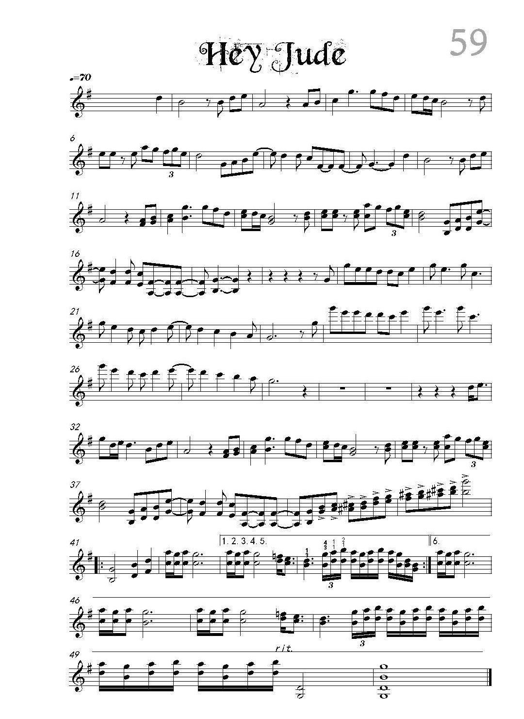 小提琴独奏乐曲谱《Hey Jude/Rock Symphonies》戴维嘉雷特