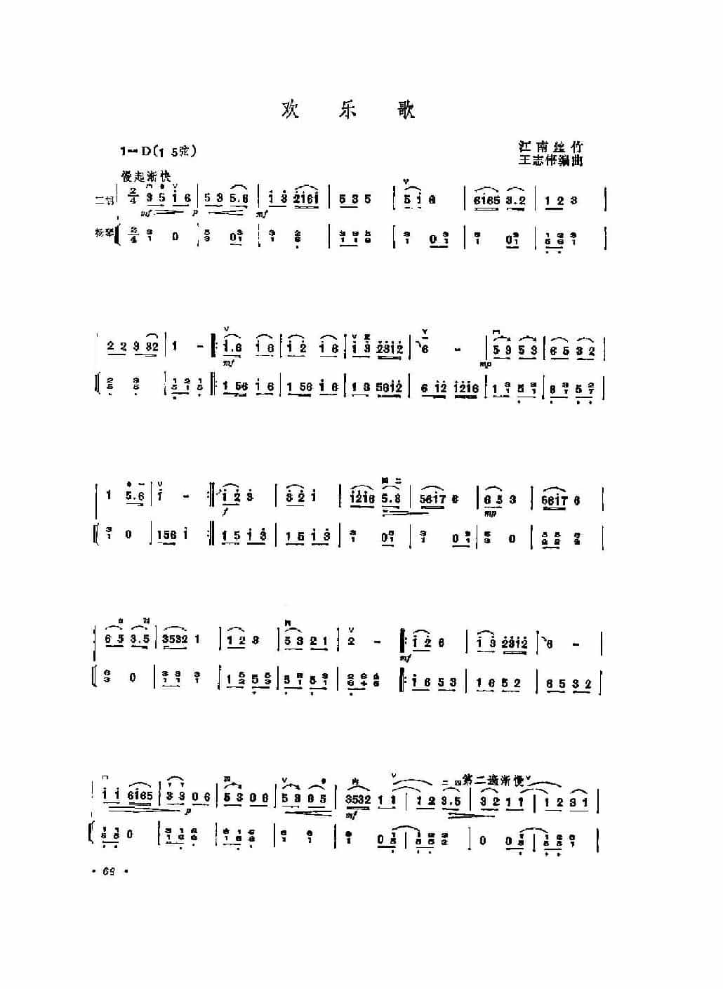 经典二胡小曲《欢乐歌》红南丝竹 王志伟编曲