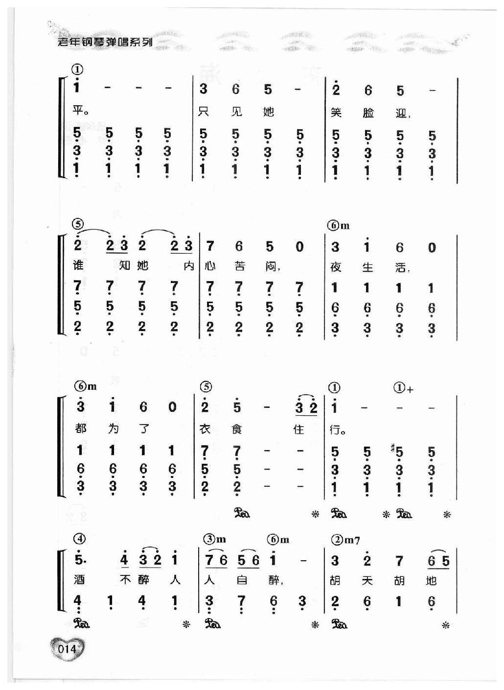 适合老年人弹唱的钢琴曲谱《夜上海》蔡琴专辑-简谱版