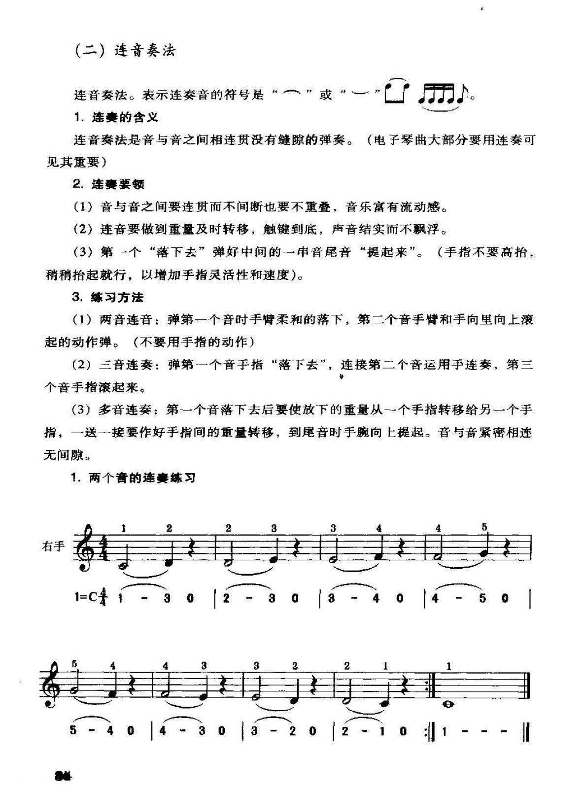 电子琴连音奏法及练习曲3首