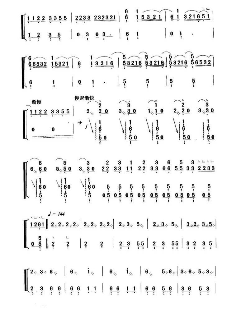 古筝乐谱[将军令]浙江筝曲 王巽之传谱版 三个版本