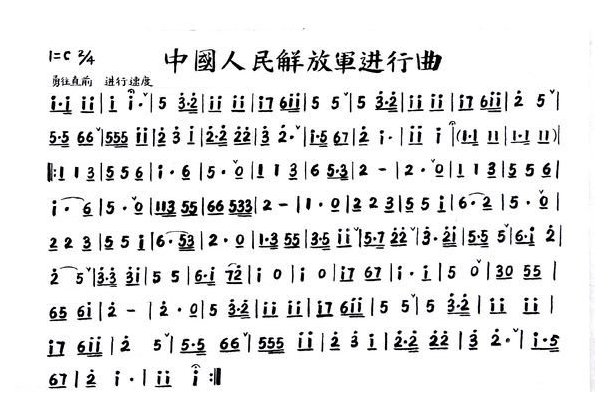 小号简谱【中国人民解放军进行曲】