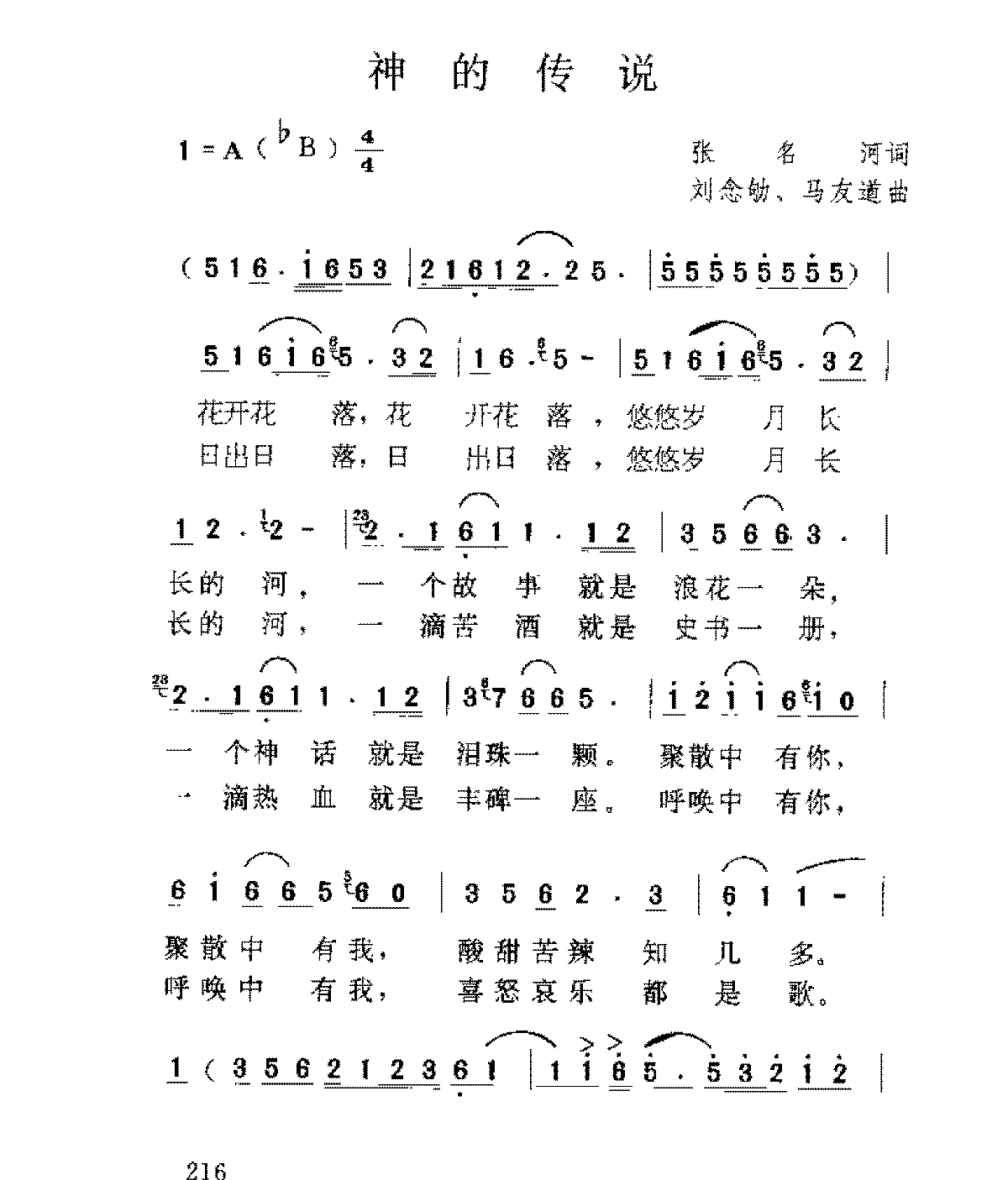 香港/谭咏麟[神的传说]歌谱简谱