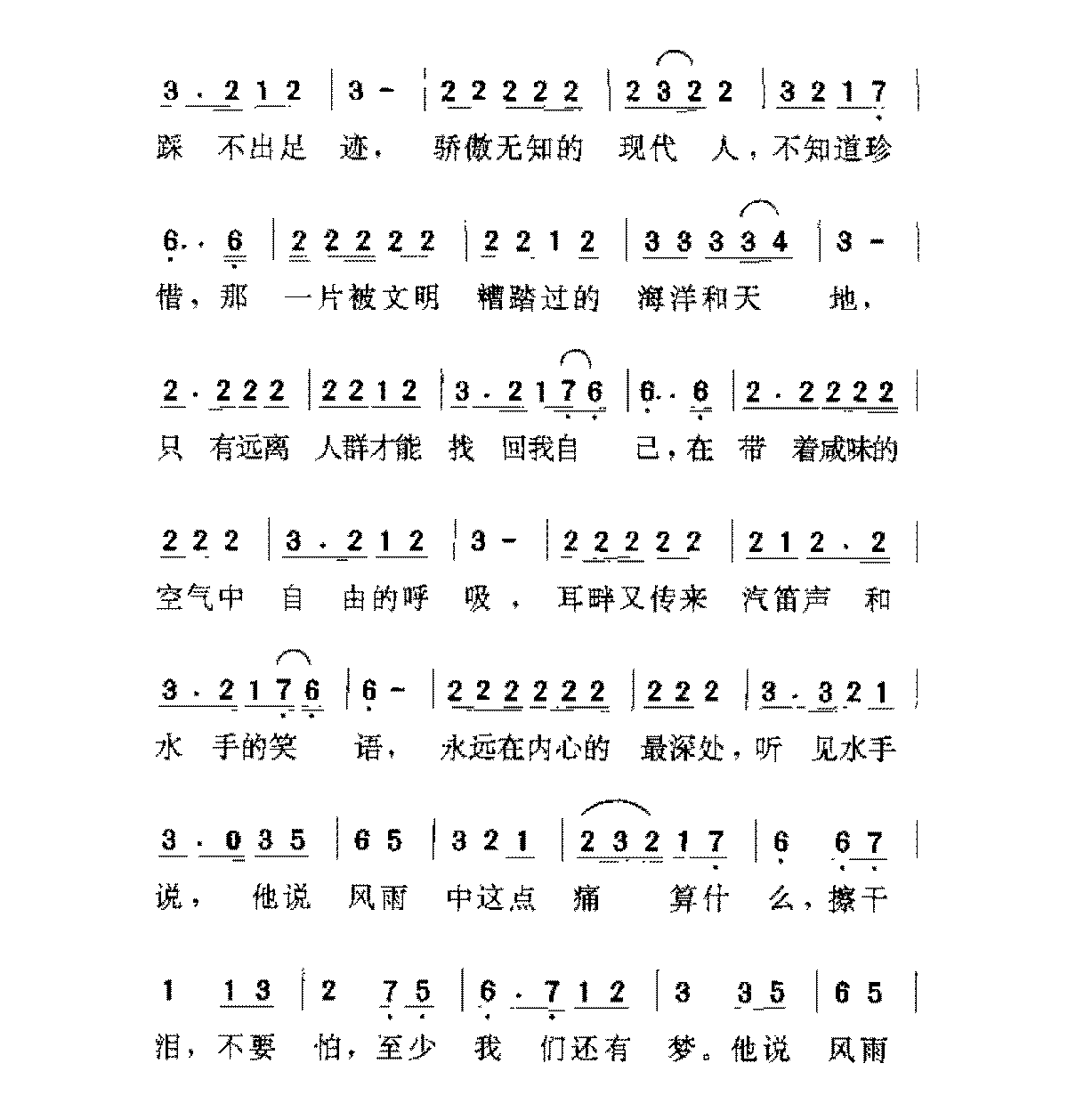 台湾/郑智化[水手]歌谱简谱