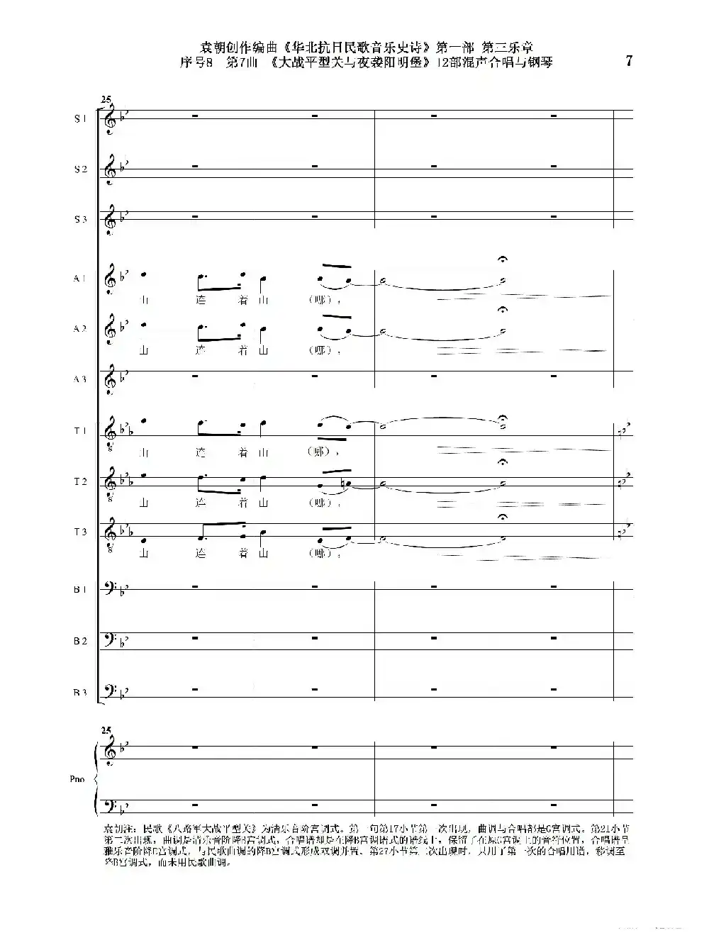 序号8第7曲《大战平型关与夜袭阳明堡》Ⅰ合唱团与钢琴