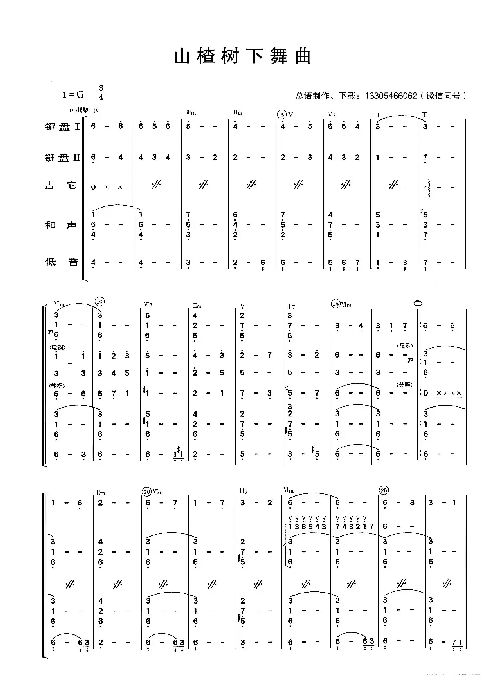 山楂树下舞曲（乐队总谱）