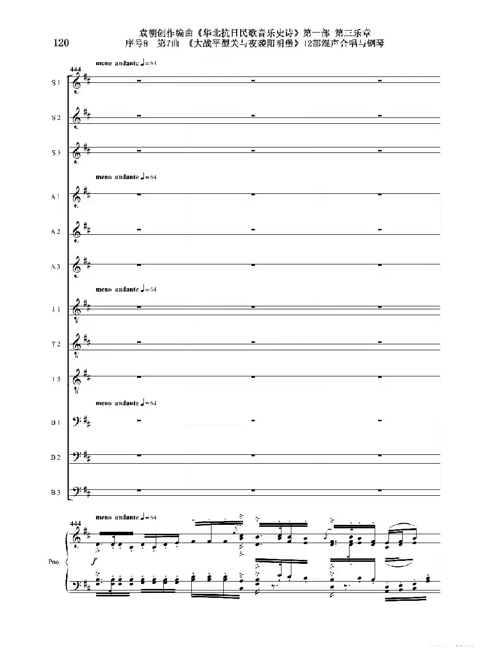 序号8第7曲《大战平型关与夜袭阳明堡》Ⅰ合唱团与钢琴