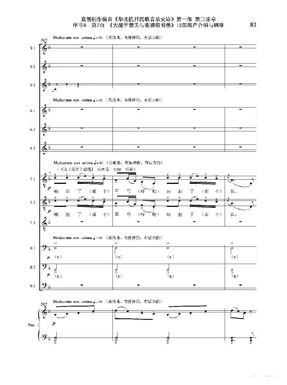 序号8第7曲《大战平型关与夜袭阳明堡》Ⅰ合唱团与钢琴