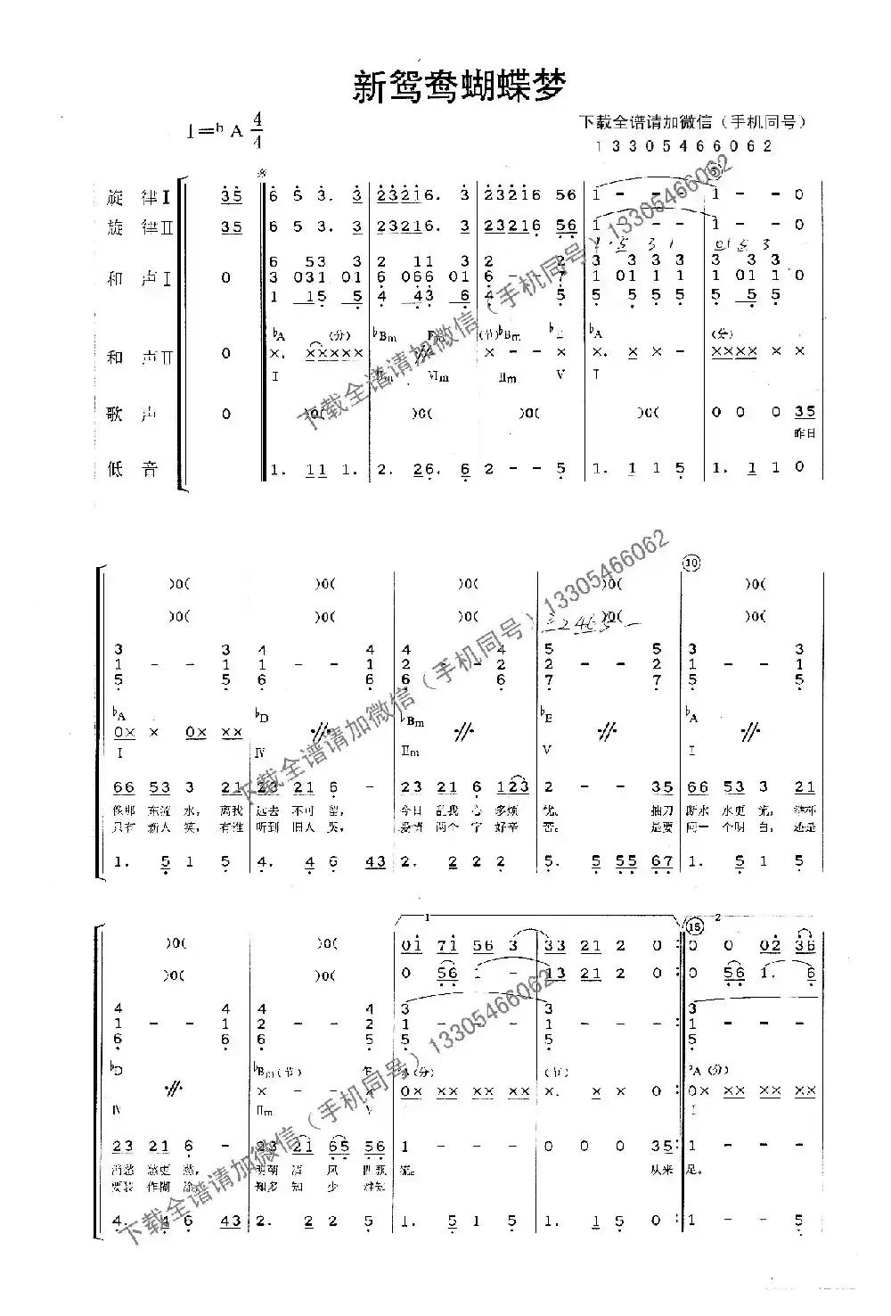 新鸳鸯蝴蝶梦（乐队总谱）