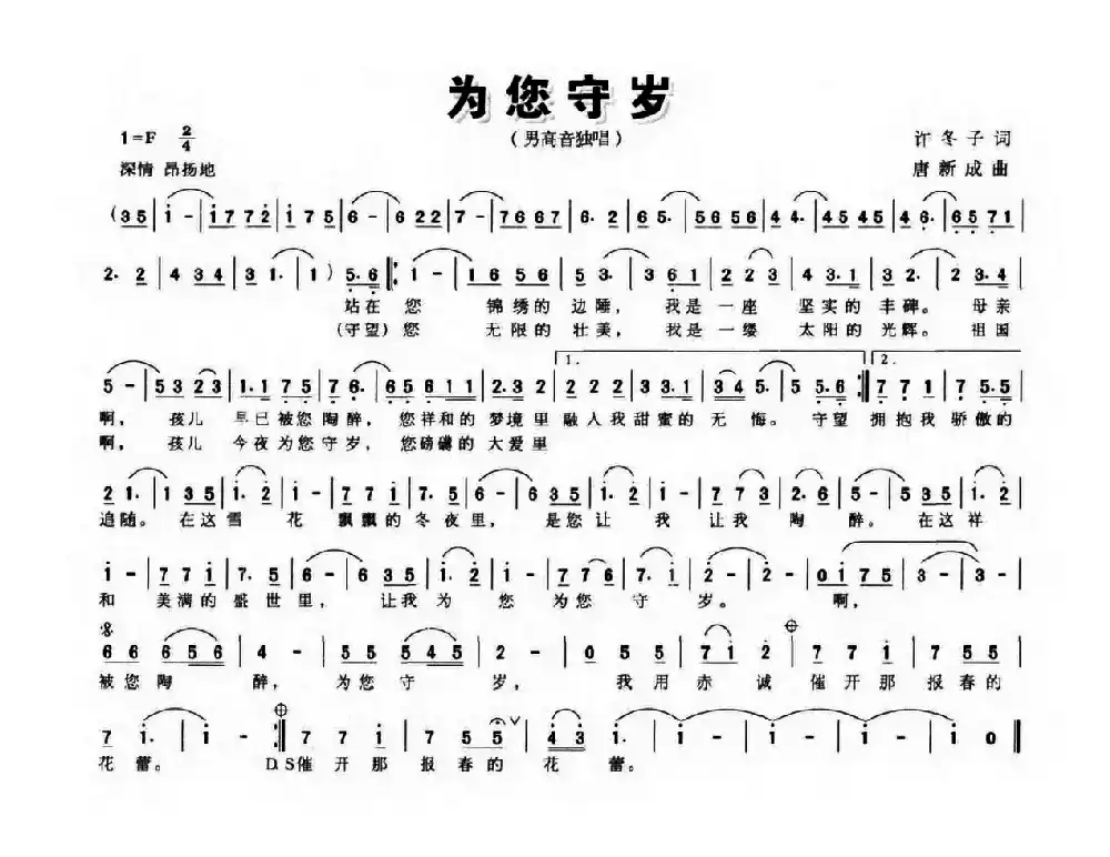 为您守岁（许冬子词 唐新成曲）