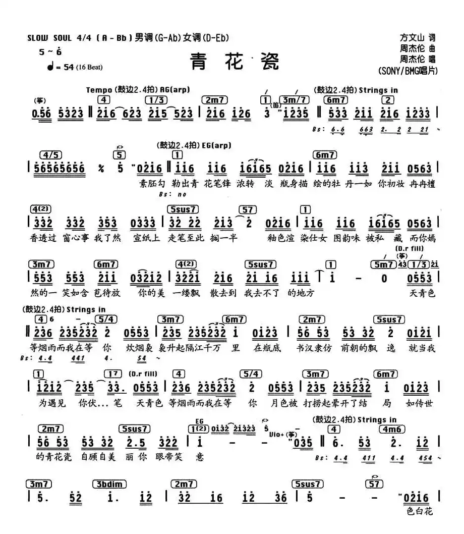 青花瓷（编配乐谱）