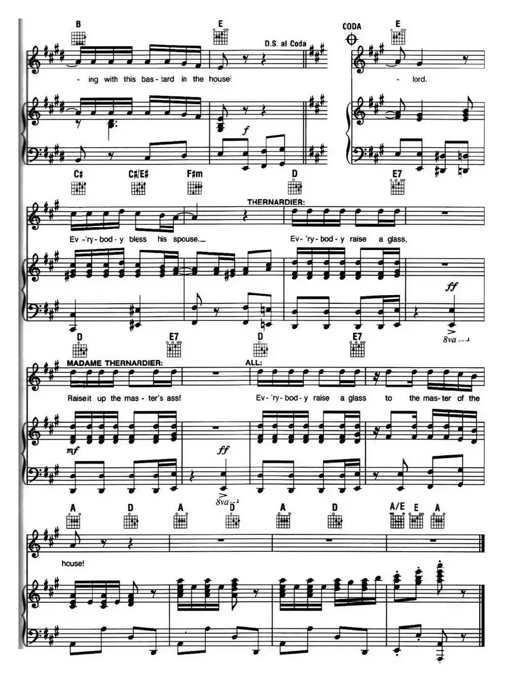 Master of the House （音乐剧《悲惨世界》（Les Miserables）选曲、正谱 ）