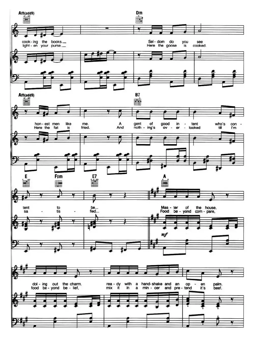 Master of the House （音乐剧《悲惨世界》（Les Miserables）选曲、正谱 ）