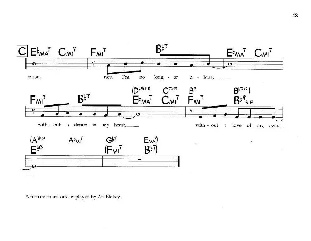 Blue Moon(带和弦五线谱)