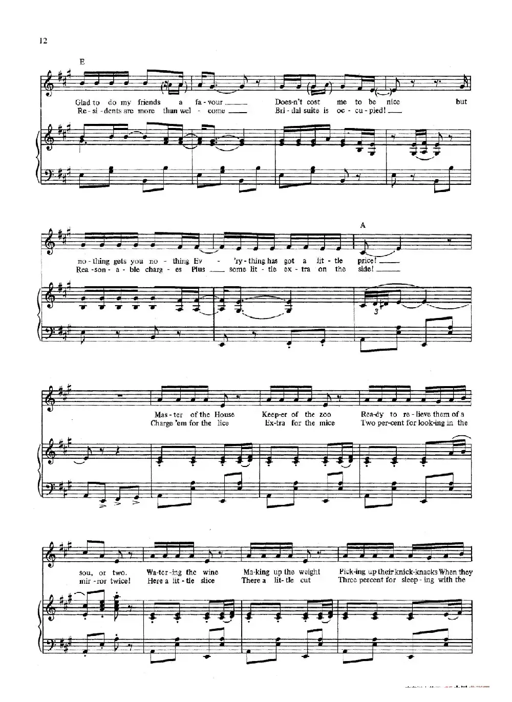 Master of the House （音乐剧《悲惨世界》（Les Miserables）选曲、正谱 ）