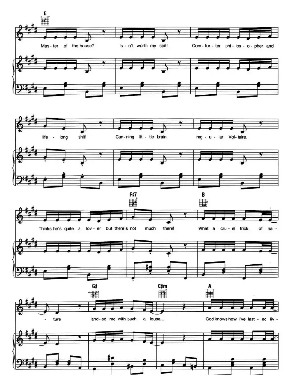 Master of the House （音乐剧《悲惨世界》（Les Miserables）选曲、正谱 ）