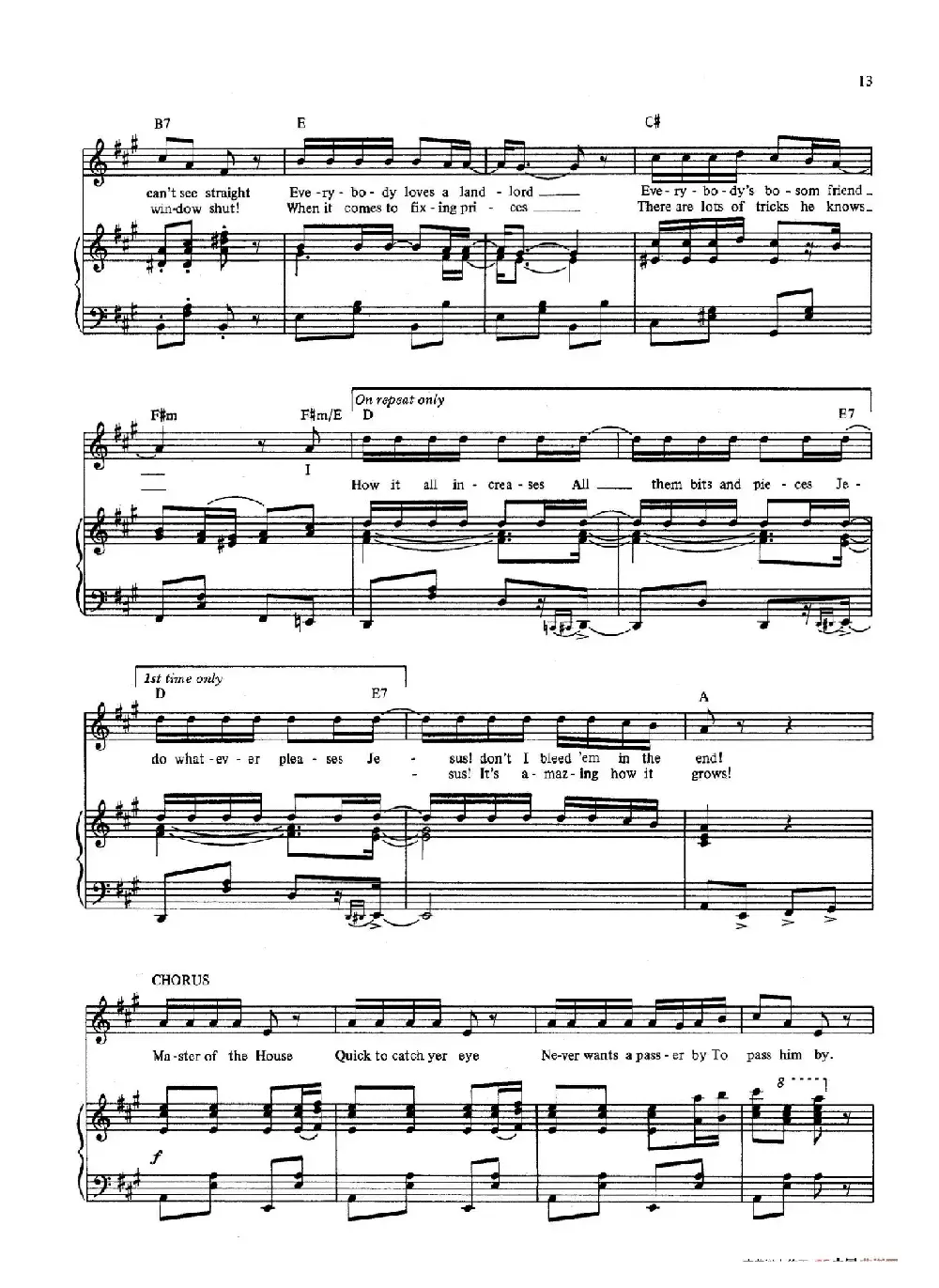 Master of the House （音乐剧《悲惨世界》（Les Miserables）选曲、正谱 ）