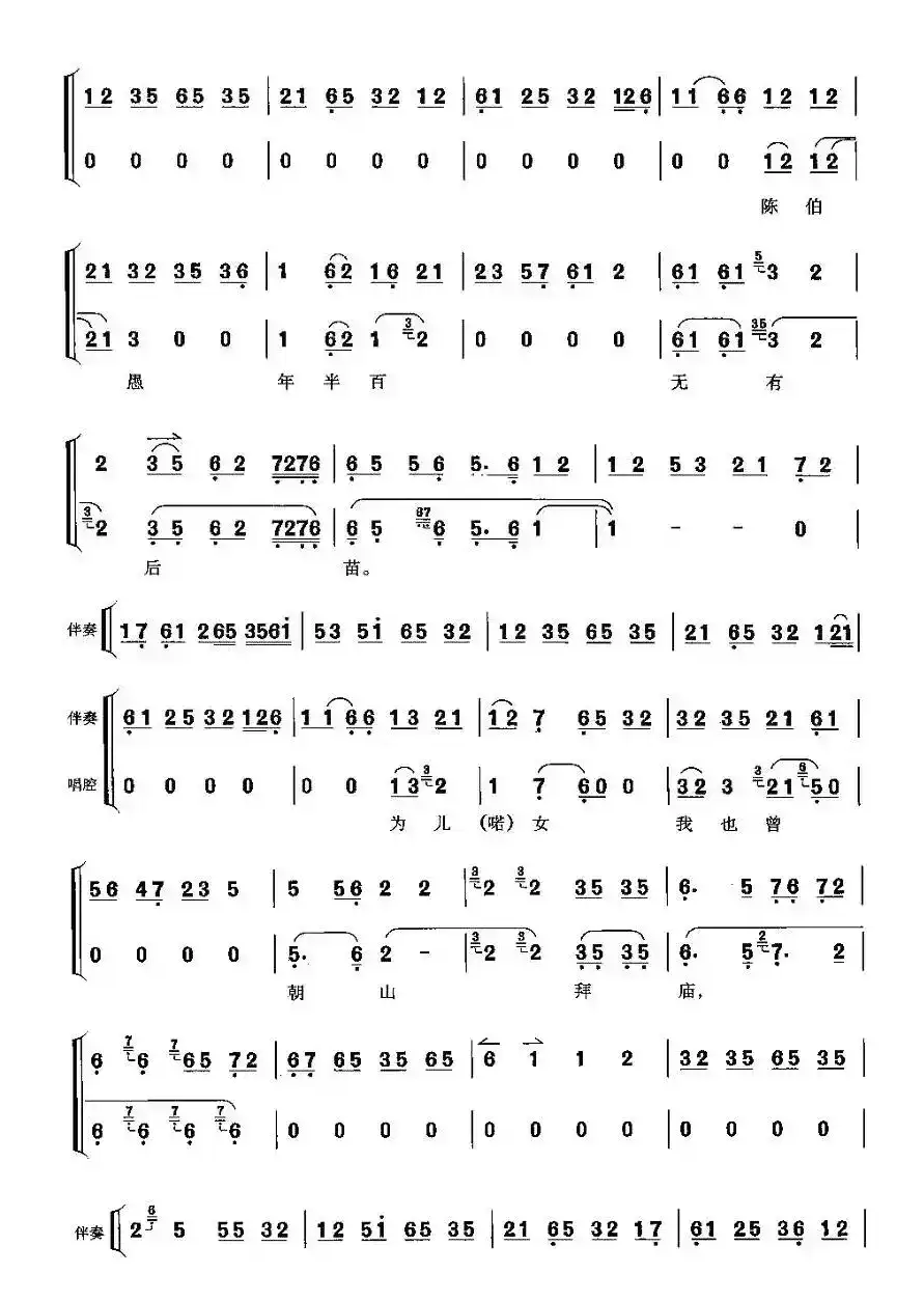 张公道三十五六子有靠（《打侄上坟》陈伯愚唱段）