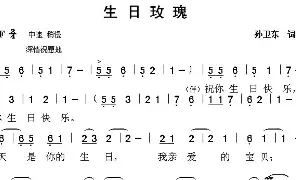 歌谱|生日玫瑰 作词:孙卫东 作曲:孙卫东 演唱:
