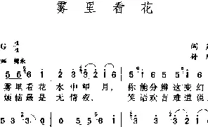 歌谱|雾里看花 作词:阎肃 作曲:孙川 演唱:那英